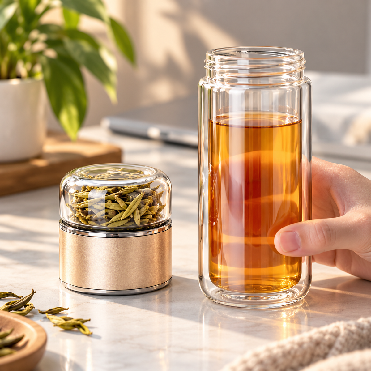 Portable & Insulated Glass Infuser Bottle