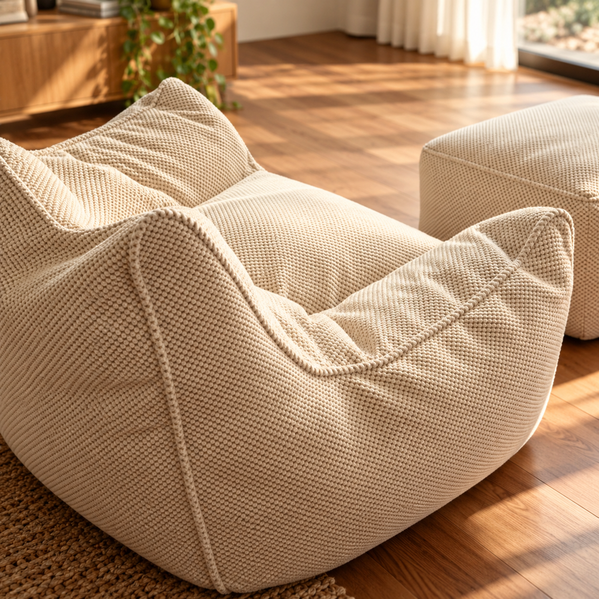 Soft Waffle Bean Bag Sofa Cover
