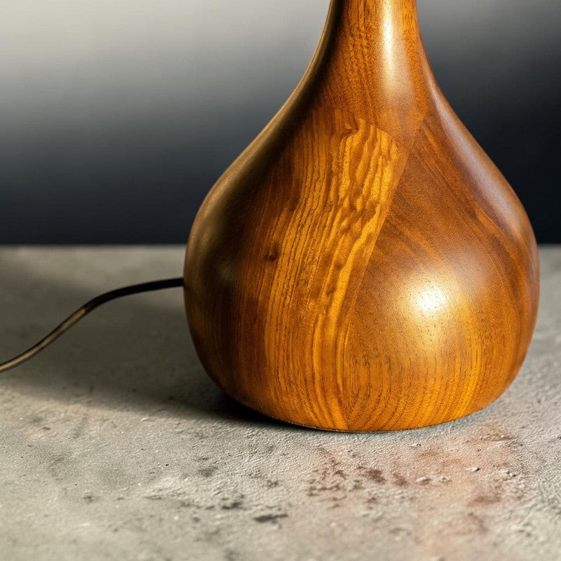 French Retro Timber & Glass Lamp