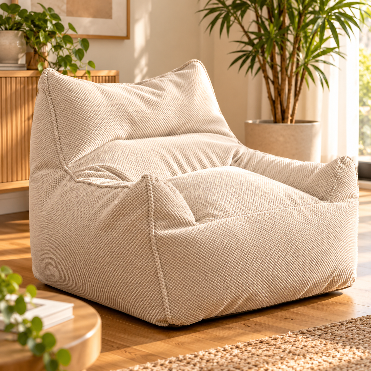 Soft Waffle Bean Bag Sofa Cover