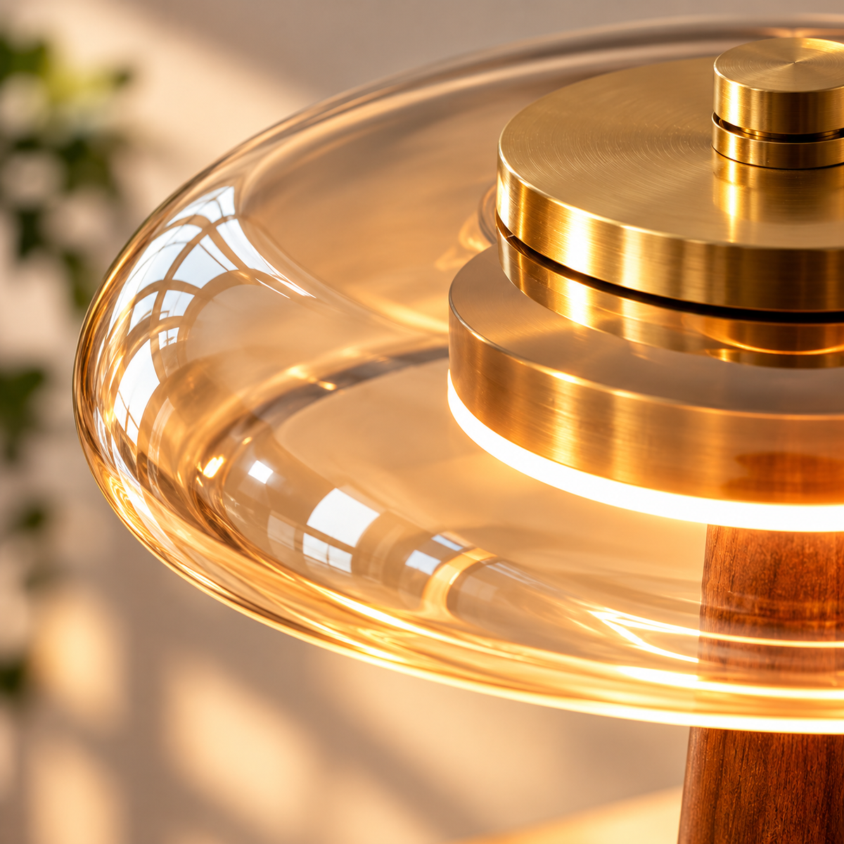 French Retro Timber & Glass Lamp